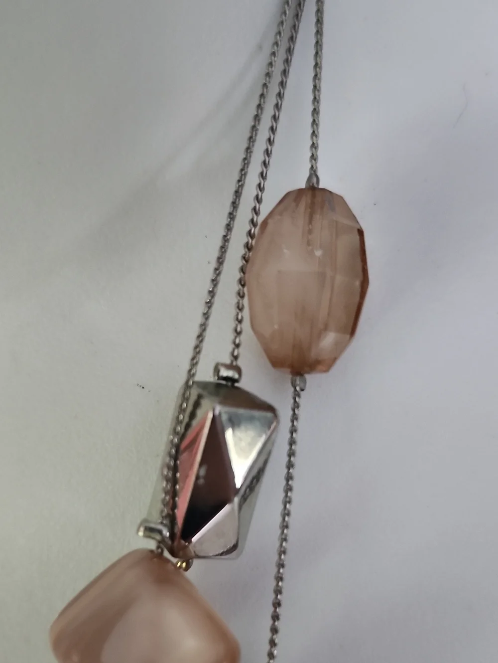 Multi-Strand Beige Stone & Silver Bead Necklace - NY Collection
